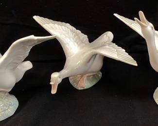 (3) LLADRO FLYING DUCK FIGURINES