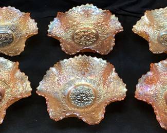 (6) FENTON MARIGOLD CARNIVAL GLASS CHERR