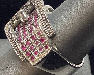 STERLING SILVER RUBY BUCKLE RING
