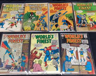 (7) DC WORLD’S FINEST BATMAN & SUPERMAN COMICS #105, #112, #128, #136, #142, #144, #146