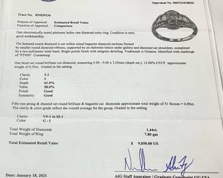 PLATINUM DIAMOND UNITY RING, SIZE 7.25, 1.44cts DIAMONDS, 7.8g TOTAL WEIGHT, AIGL APPRAISAL $9,050.00