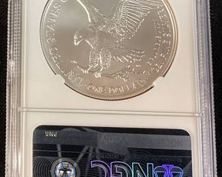 2021 SILVER AMERICAN EAGLE, EAGLE LANDING  T-2, EARLY RELEASES, GRADED MS70, NGC

