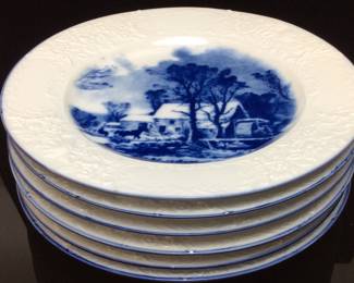 6 BLUE & WHITE TRANSFER WARE
