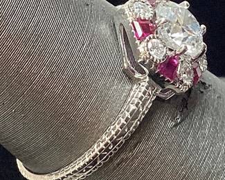 14KT WHITE GOLD DIAMOND & RUBY RING, SIZE 6.75, 0.90cts DIAMONDS, 0.33cts RUBIES, 1.8g TOTAL WEIGHT, AIGL APPRAISAL $9,611.00