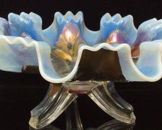 VINTAGE GOOFUS GLASS FLUTED BOWL