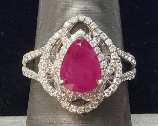 PLATINUM RUBY & DIAMOND RING,  SIZE 7, RARE BURMESE RUBY G.I.A. CERTIFIED, 2.27cts RUBY, 0.57cts DIAMONDS, 6.5g TOTAL WEIGHT, AIGL APPRAISAL $11,323.00, 