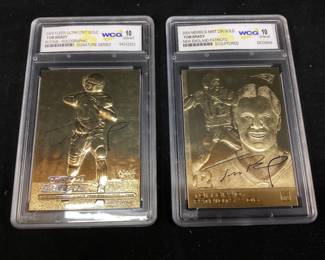 (2) 2000 TOM BRADY FLEER HOLOGRAPHIC SIGNATURE SERIES GEM MT 10 & 2005 TOM BRADY SCULPTURED GEM MINT 10