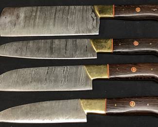 4 PIECE DAMASCUS STEEL BLADE KNIVES