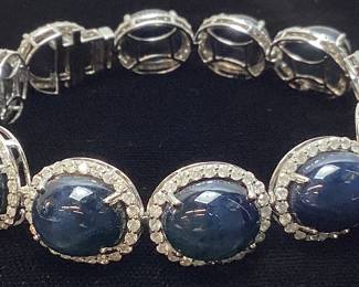 14KT WHITE GOLD SAPPHIRE & DIAMOND BRACELET, 88.74cts SAPPHIRES, 3.62cts DIAMONDS, 30.4g TOTAL WEIGHT
GAL APPRAISAL $13,275.00,