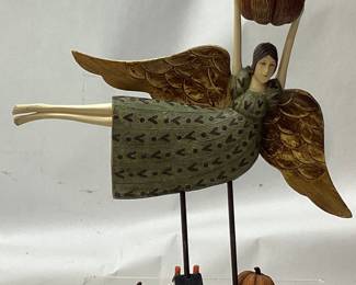 ANGEL w PUMPKIN FIGURINE