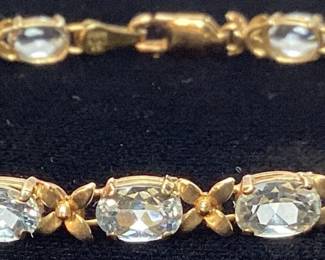 14KT YELLOW GOLD AQUAMARINE TENNIS