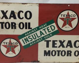 VTG. TEXACO DOUBLE SIDED MOTOR OIL SIGN