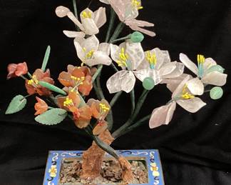 CHINESE JADE TREE IN CLOISONN PLANTER,