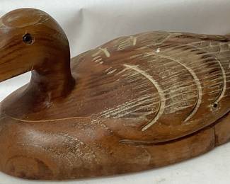 HAND CARVED WOOD DUCK, 16