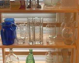 Great selection of colored glass and crystal pieces