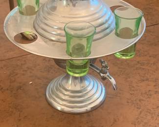 Vintage MCM Liquor Dispenser with shot glasses