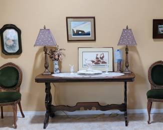 Antique chairs and antique entry/library table