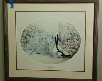 Louis Icart LA BELLE ROSE signed print. COA on back.