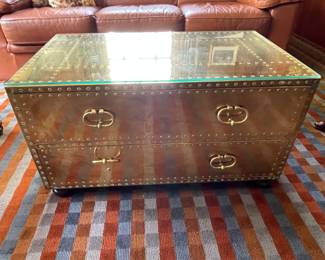 Hollywood Regency Brass Chest by Sarreid Ltd.