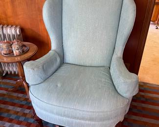 Sherrill Wing Back Chair - green/blue color