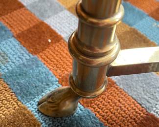 Glass & brass table with end table with hoof feet
