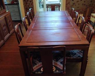 Amazing Rosewood 'Longevity" table and 8 Rosewood chairs--fab set
