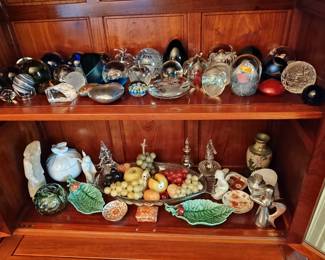 Vintage Italian alabaster fruit--majolica-cloisonne -porcleain boxes