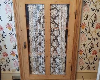 Antique glass front Swedish  pine armoire--perfect size