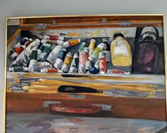 Painting of oil painting supplies--