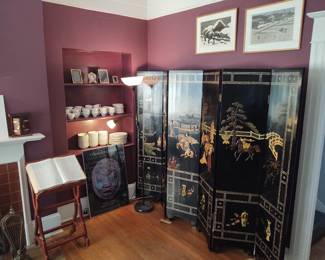 Amazing 6 panel Asian Screen--shot of Japanese signed woodblocks by Kioshi Seito -fab find!