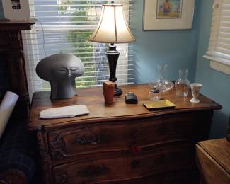 Paul Bellardo Ceramic Bust-lamps-bombe dresser chest of drawers with keys