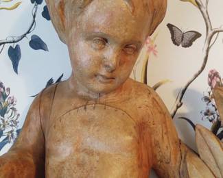 4  (count 'em)  super rare 18Th Century Italian wood religious sculptures --angels-a big 3+ feet in size--old cathedral decor