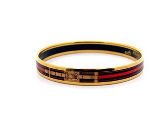 Hermes Authentic Designer Enamel GM Belt Motif Cloisonne Bangle