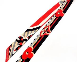 Louis Vuitton Authentic Orange Pop Monogram Bandeau BB Silk Twilly