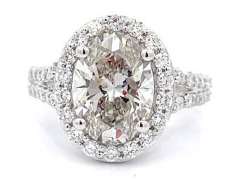 Beautiful and Big! 4.00 Carat Oval Diamond Ring in 14k White Gold