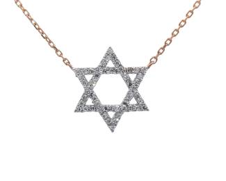 0.25 Carat Diamond Star of David Necklace in 14k Rose Gold