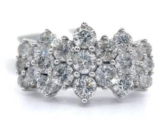 3.00 Carat Natural Diamond Cocktail Estate Ring in White Gold