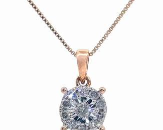 0.25 Carat Diamond Round Cluster Miracle Pendant Necklace in Rose Gold