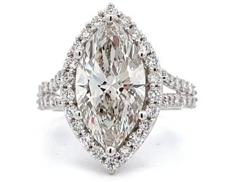 Stunning! 4.00 Carat Marquise Diamond Ring in 14k White Gold