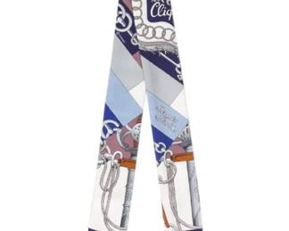 Hermes Authentic Cliquetis Silk Twilly Scarf with Original Box and Tag