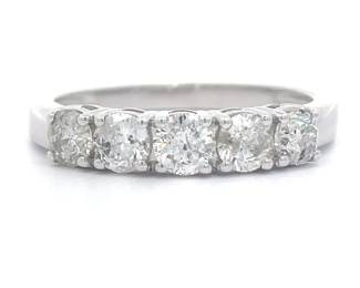 1 Carat Diamond Five-Stone Bridal Ring in White Gold