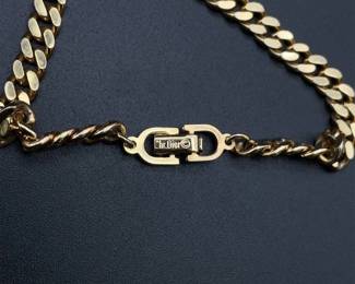 Christian Dior Authentic Designer Gold CD Logo Vintage Rhinestone 7" Bracelet