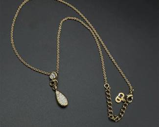 Christian Dior Authentic Designer Gold Charm 17" Necklace