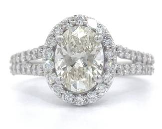 Brand New! 2.25 Carat Diamond Halo Spit Shank Ring in 14k White Gold