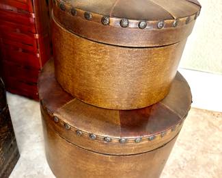 Large stacking leather boxes