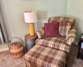 Plaid Chair & Ottoman