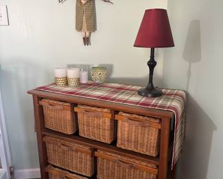 Wood/ Wicker Storage Cabinet