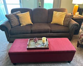 Upholstered La-Z-Boy Sofa, Upholstered Storage Ottoman