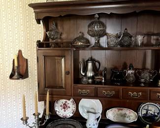 silver serving wear, vintage cake stands and vintage glassware