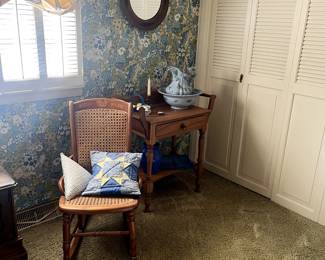 antique cane back rocking chair